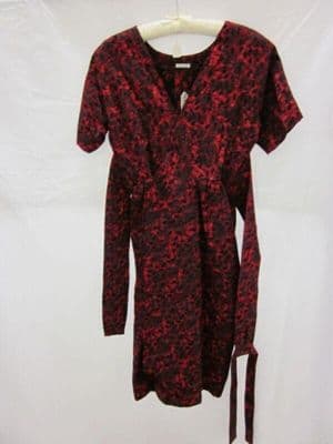 Burgundy Black Figured Silk Chiné Cocktail Dress