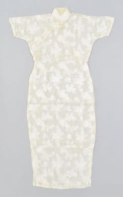 White Silk Organza Qipao with Mandarin Collar