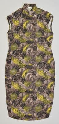 Chartreuse Yellow Silk Sleeveless Qipao Dress