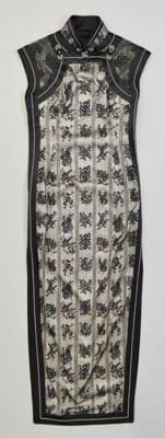 Black Polyester Lace Qipao with White Lining