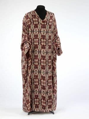 Burgundy Cream Geometric Print Silk Kaftan