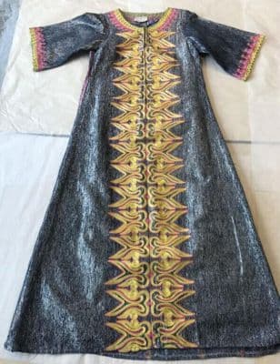 Silver Lurex Embroidered Caftan Dress