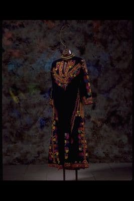 Black Linen Caftan with Silk Embroidery