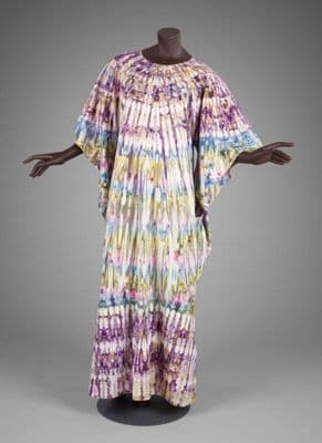 White Cotton Tie-Dye Caftan Dress