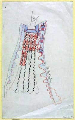 Coral Pink Turquoise Silk Chiffon Kaftan Dress