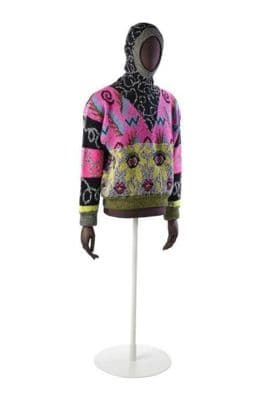Hot Pink Black Yellow Patchwork Hooded Jumper