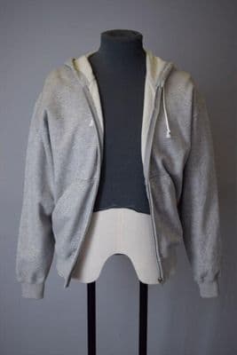 Grey Cotton Zip-Front Hooded Sweatshirt