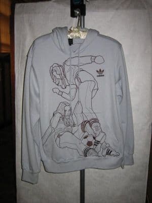 Light Gray Cotton Hoodie with Anime Graphic