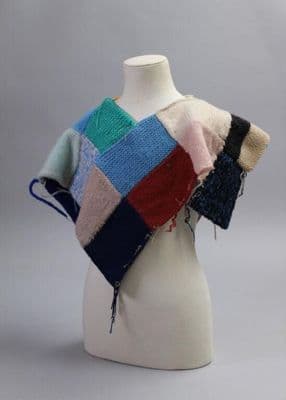 Hand Knitted Wool Patchwork Poncho