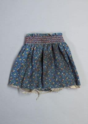 Navy Blue Cotton Polyester Gathered Mini Skirt