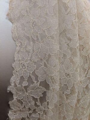 White Cotton Lace Sari with Floral Pattern