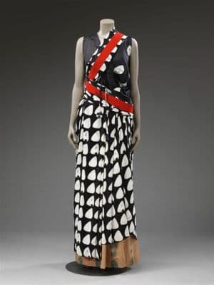 Black Silk Sari with White Polka Dots