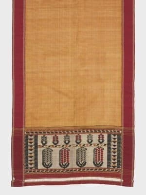 Yellow Silk Sari with Red Borders and Gold End