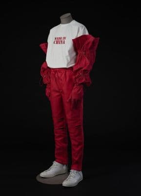 Red White Athleisure Tracksuit with Statement Tee