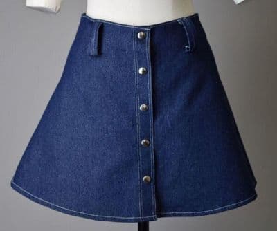 Indigo Denim A-Line Button-Front Miniskirt