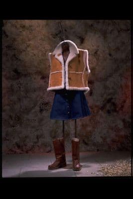 Cream Fleece Lined Tan Suede Sheepskin Waistcoat