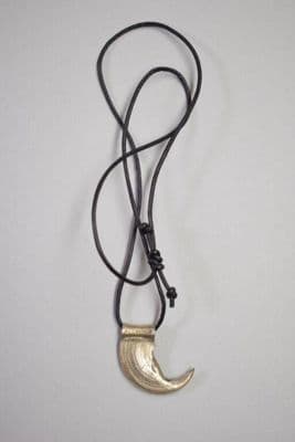 Silver Claw Pendant on Black Leather Cord