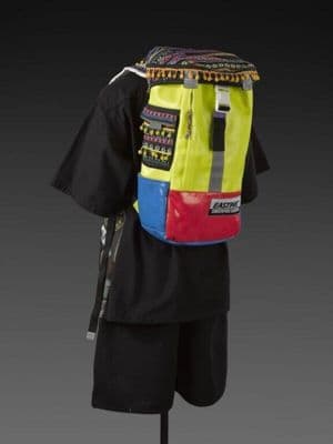 Fluorescent PVC Backpack with Colorful Pom Poms