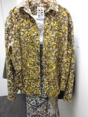 Hand-Painted Cotton Men's Skirt Ensemble Yellow Brown Green