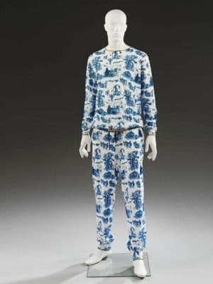 White Tracksuit with Blue Toile Print