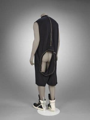 Black Cotton Draped Body-Bag Suit with Zippers