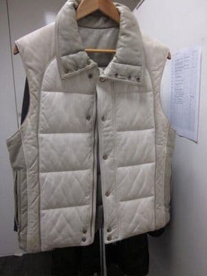 Cream Quilted Leather Diamond Pattern Vest