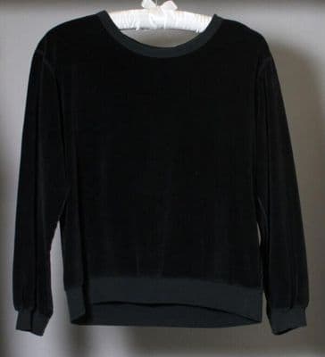 Black Cotton Velour Tracksuit Top