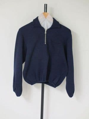 Navy Blue Cotton Knit Track Jacket