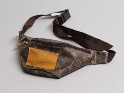 Brown Plastic Fanny Pack with Monogram Pattern