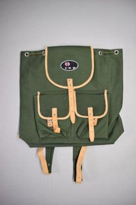 Green Cotton Canvas Rucksack with Leather Trim