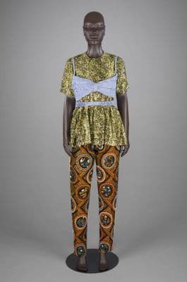 Printed Silk Cotton Ankara Ensemble with Glass Beads