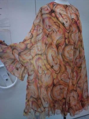 Coral Pink Silk Chiffon A-Line Cocktail Dress