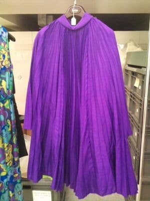 Bright Purple Pleated Silk Tent Cocktail Dress