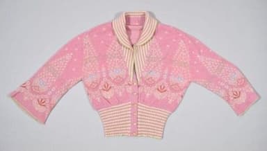 Pink Acrylic Fair Isle Cropped Knit Cardigan