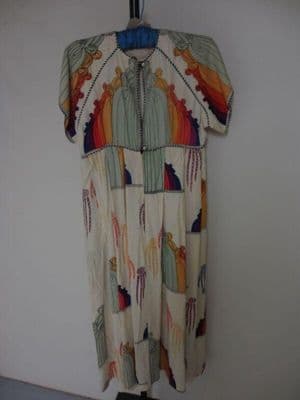 Cream Artificial Silk Cape Sleeve Shift Dress