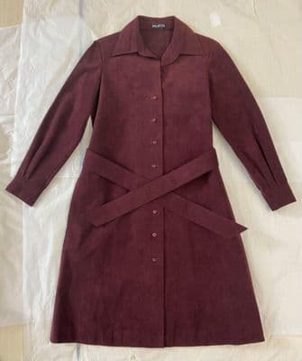 Maroon Ultrasuede Button-Front Shirt Dress