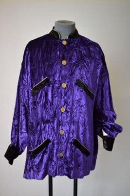 Deep Purple Crushed Velvet Oversized Jacket