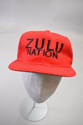 Red Cotton Baseball Cap with Zulu Nation Lettering