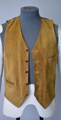 Golden Tan Suede Waistcoat with Brown Buttons