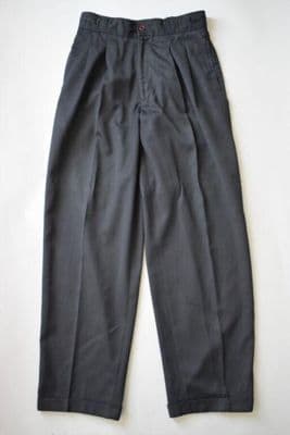 Charcoal Gray Cotton High-Waisted Wide-Leg Trousers