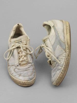 Cream White Leather Tennis Sneakers Gold Accents