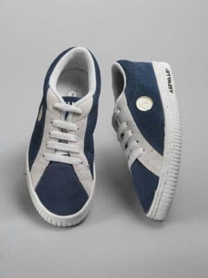 Navy Blue Suede Low-Top Athletic Sneakers