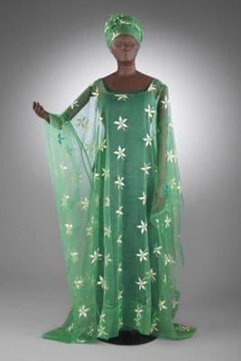 Light Green Organza Grand Boubou with Embroidered Flowers