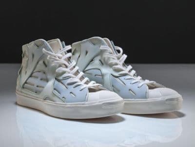 White Leather High-Top Sneakers with Geometric Cutouts