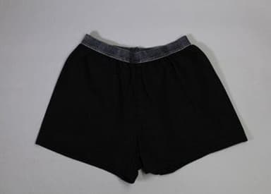 Black Cotton Jersey Athletic Shorts with Gray Waistband