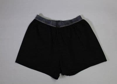 Black Cotton Jersey Athletic Shorts with Gray Waistband