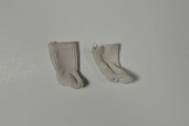 White Cotton Ribbed Doll Socks for Bleuette