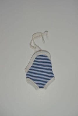 Navy White Striped Cotton Doll Swimsuit