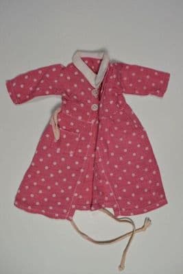Doll's dress, pink with white spots, for Bleuette, 1950s