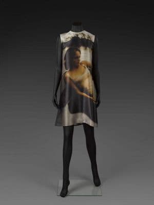 Black Silk Shift Dress with Digital Photo Print